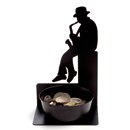 Metal figure of a street saxophonist and his money plate. Ideal for holding your change.