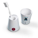 melamin cups ideal for toothbrushes. use one side for storing the brush and the other for water