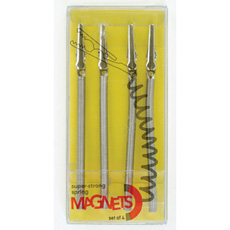 super strong magnet connects your clip-on-a-spring to metalic surfaces